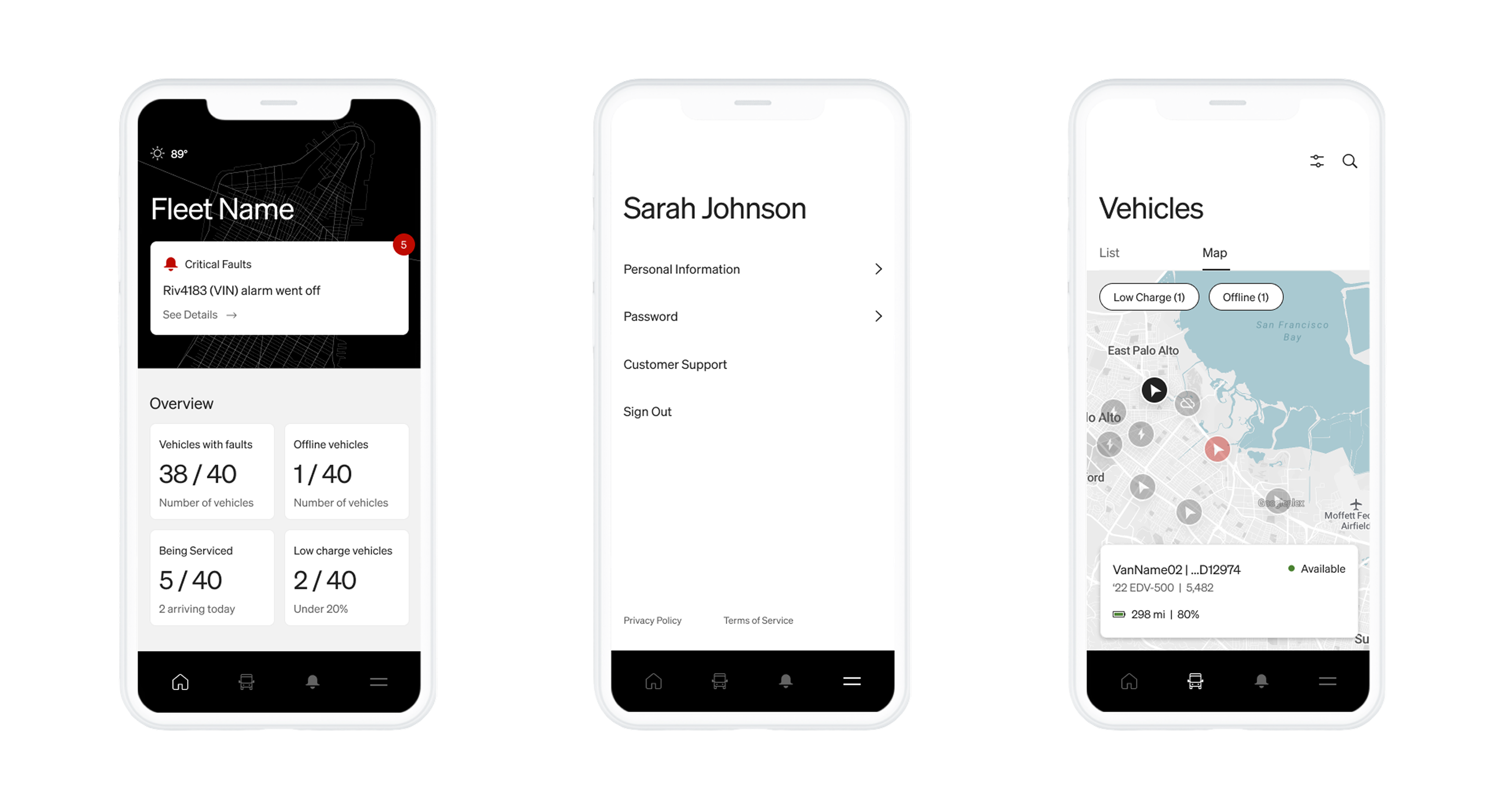 Fleet Manager screens 1